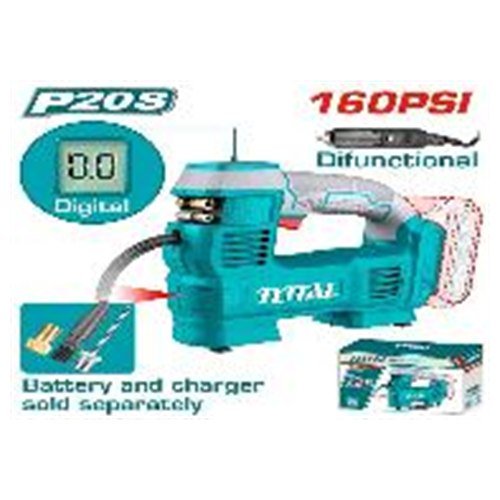 COMPRESOR AUTO INALÁMBRICO 20V 160PSI TOTAL SIN BATERIA SIN CARGADOR