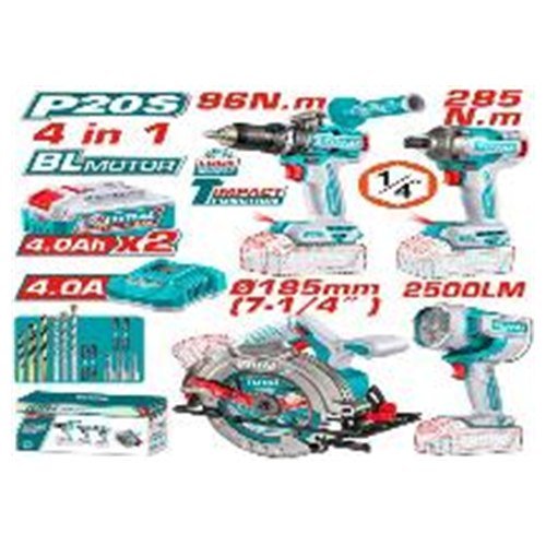 KIT TALADRO + ATORNILLADOR + SIERRA CIRCULAR + LAMPARA 20V TOTAL