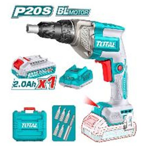 ATORNILLADOR DRYWALL INALAMBRICO 20V TOTAL CON CARG + BAT TOTAL