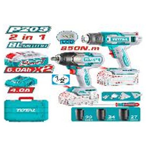 KIT LLAVE IMPACTO 850NM + PISTOLA CALOR INALAMBRICO 20V TOTAL